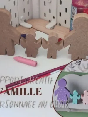 Support créatif famille bois personnages à personnaliser enfant