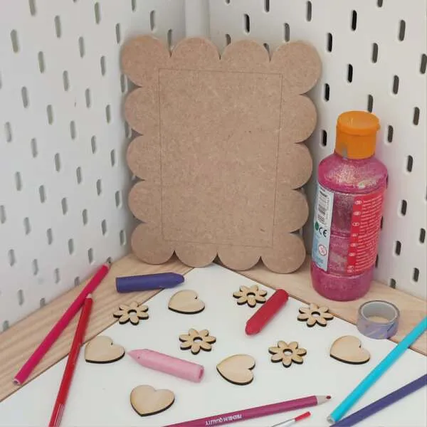 Cadre bois fleurs cœur activité manuelle enfant matériel DIY