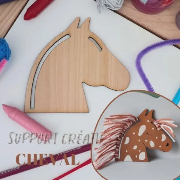 Support créatif cheval bois à lacer avec laine activité enfant