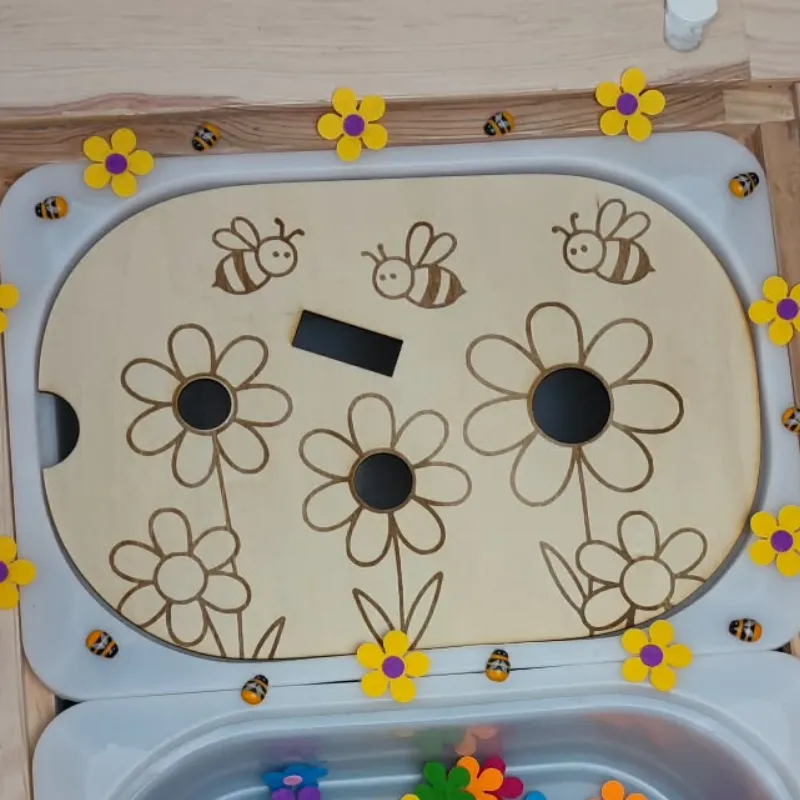 Insert TROFAST en bois sur le thème des abeilles et des fleurs