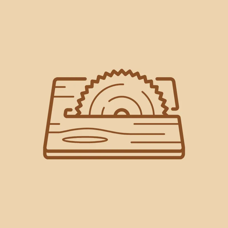 Icône scie circulaire représentant la fabrication artisanale en bois